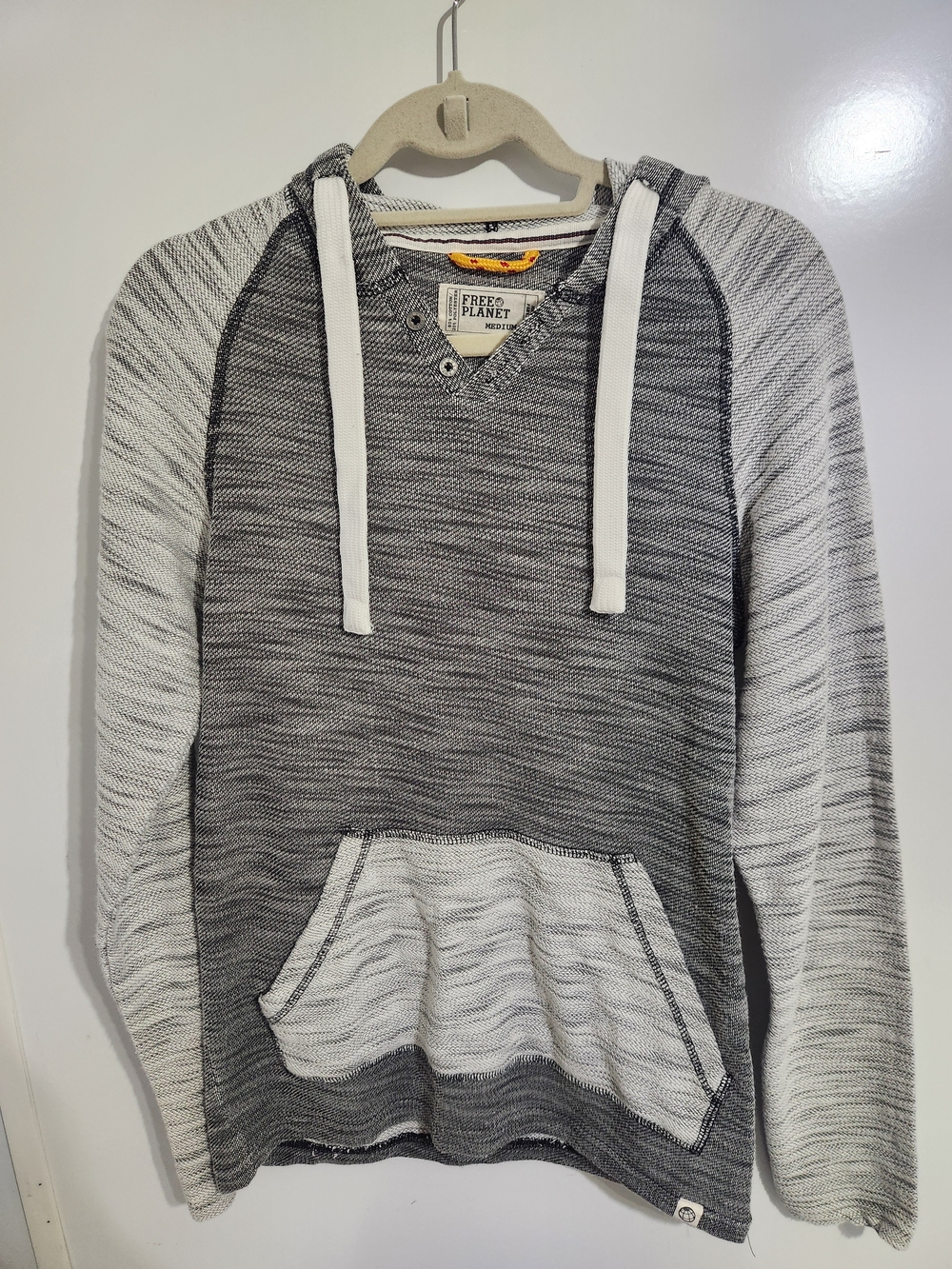 Free Planet Grey Heatherd Hoodie, Size Medium